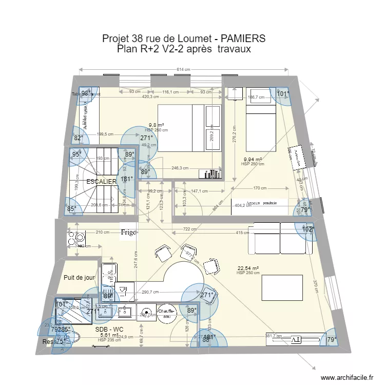 PAMIERS3 R2 V3-1 apr&egrave;s travaux. Plan de 