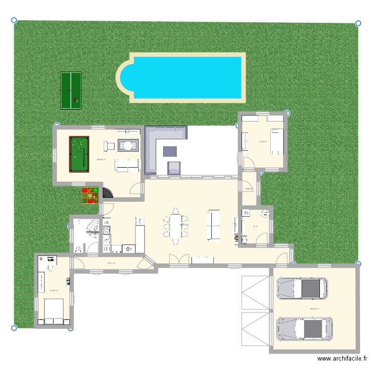 maison 1. Plan de 8 pièces et 154 m2