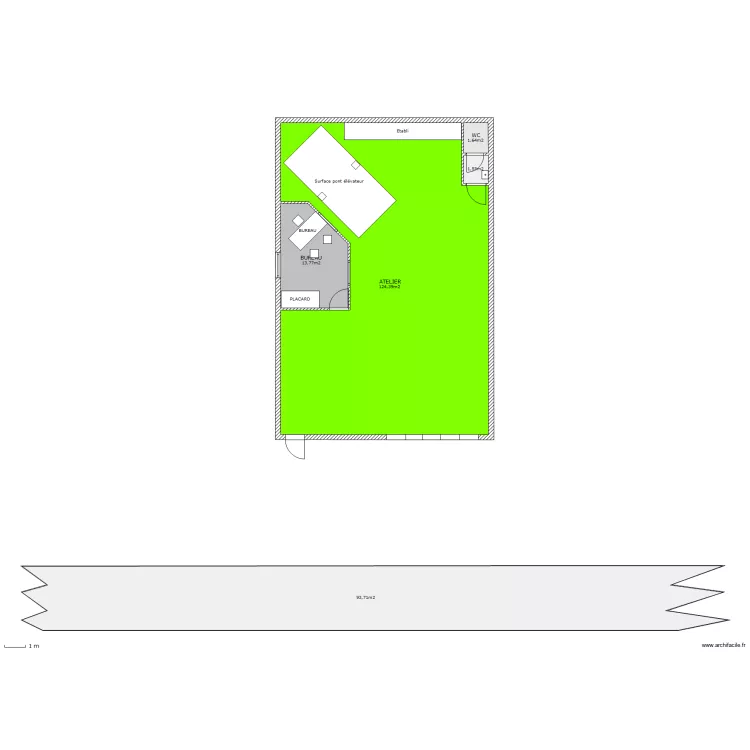ATELIER 10 X 15 METRES(Ss cotes). Plan de ATELIER 10 X 15 METRES(Ss cotes). Plan de
