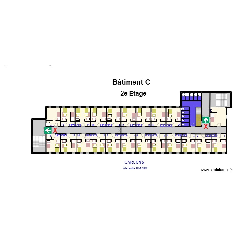 BATIMENT C. Plan de 138 pièces et 2299 m2