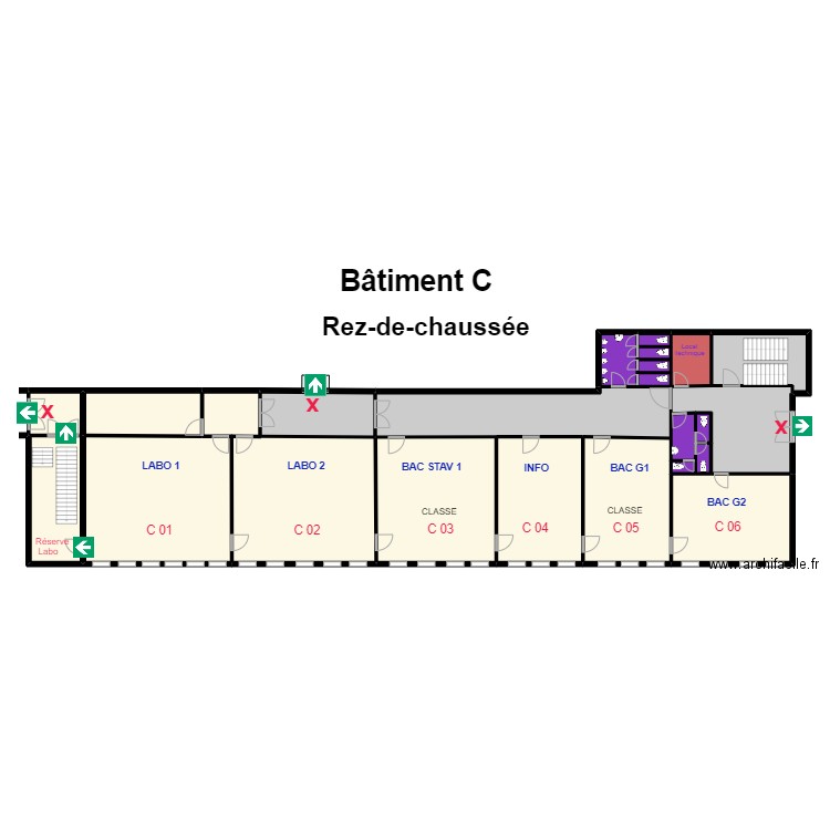 BATIMENT C. Plan de 138 pièces et 2299 m2