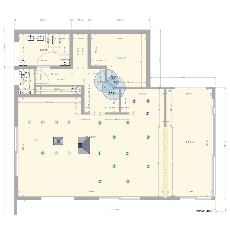 interieur électricité spot. Plan de 6 pièces et 97 m2