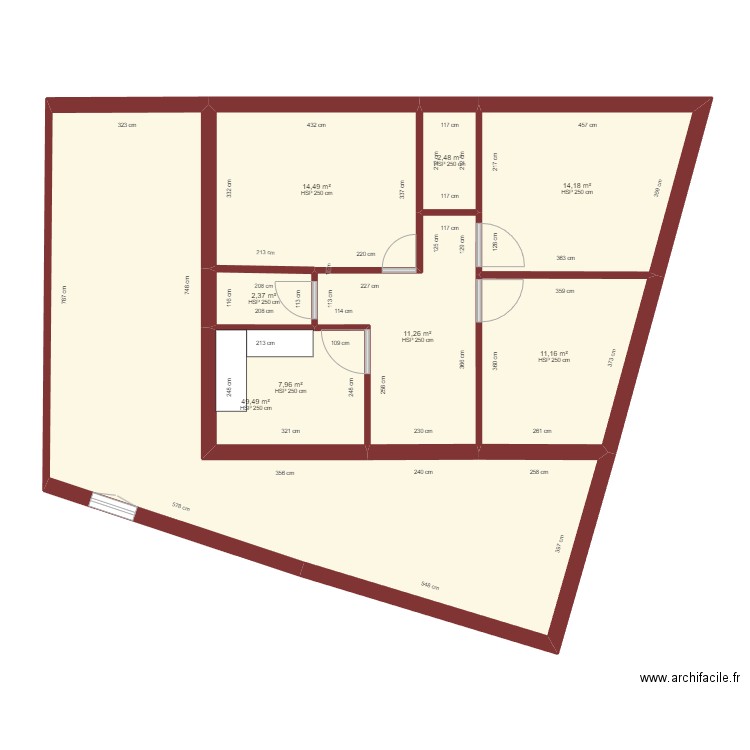 doumia. Plan de 8 pièces et 113 m2