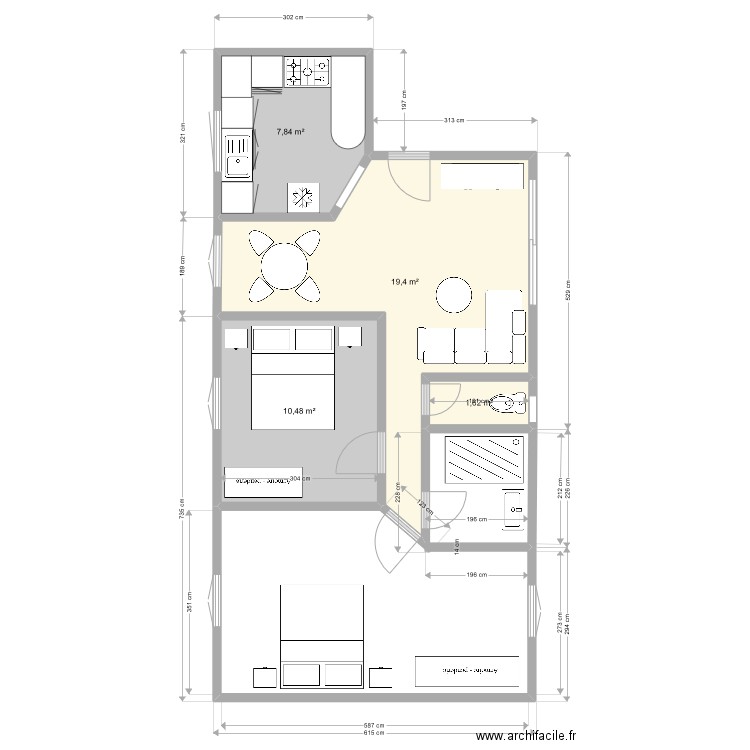 Maison 2. Plan de 4 pièces et 39 m2