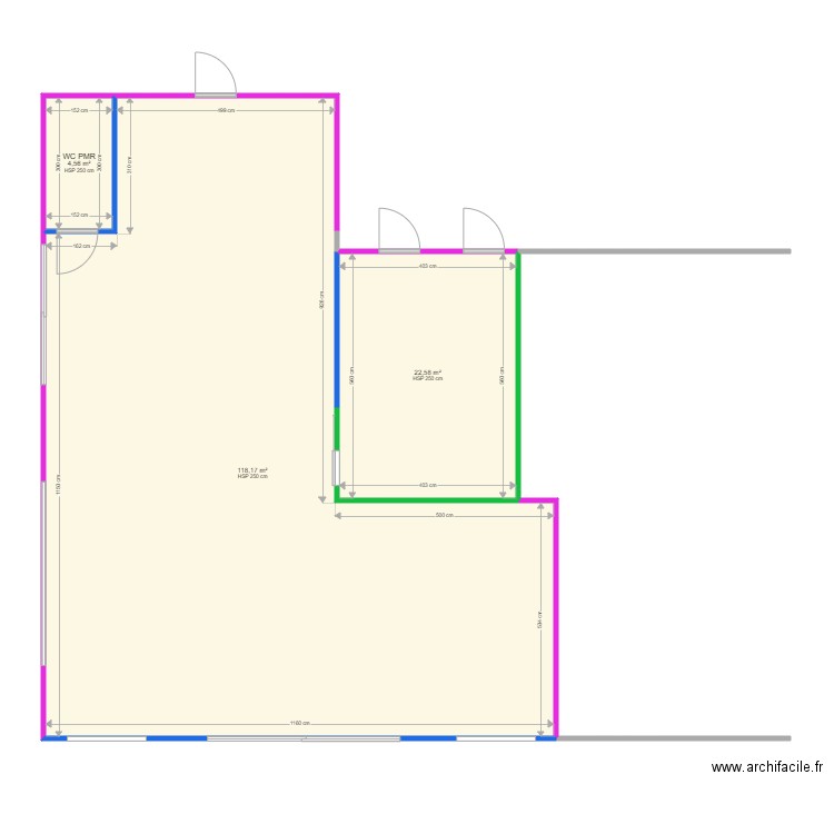 Restaurent Valandra 2 Séronon. Plan de 3 pièces et 145 m2