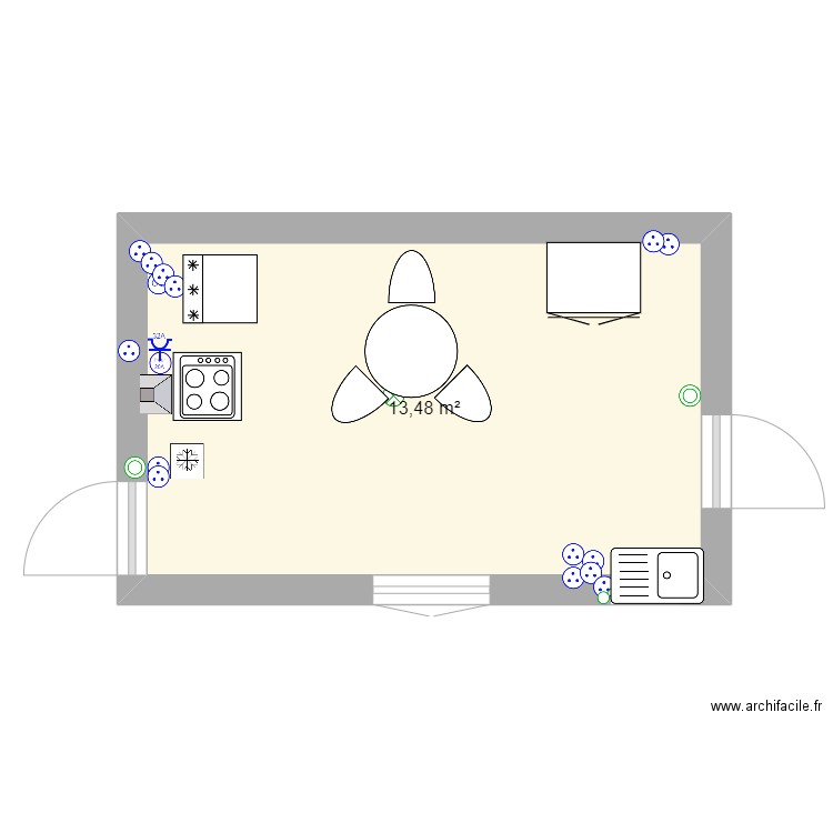 CUISINE SB. Plan de 1 pièce et 13 m2