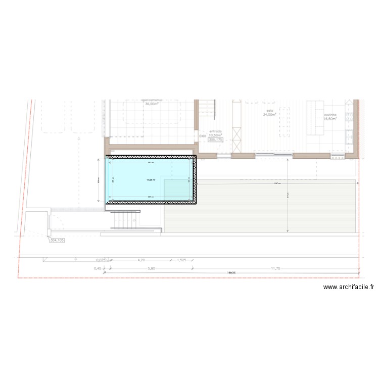 piscina. Plan de 0 pièce et 0 m2