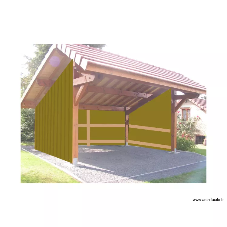 Vue sud carport. Plan de Vue sud carport. Plan de