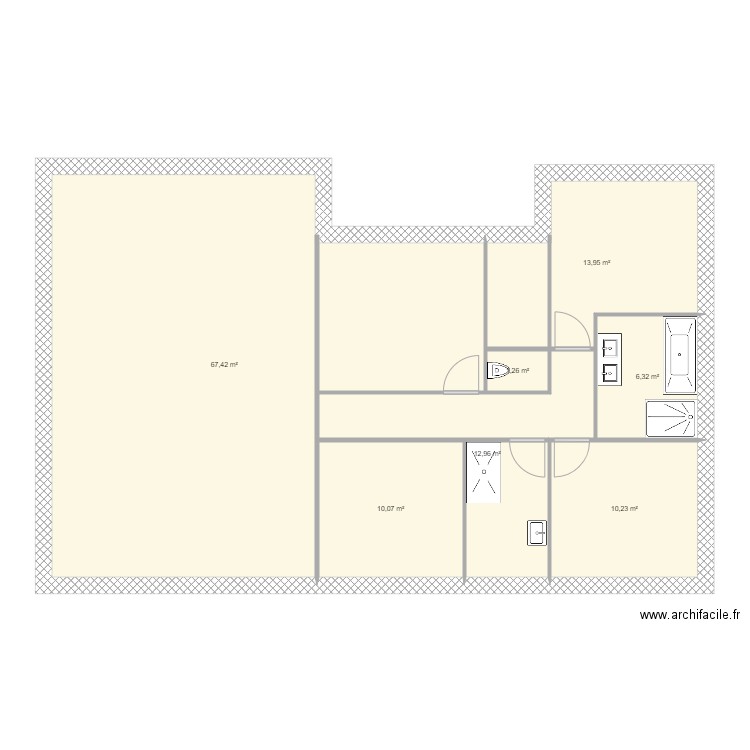 Maison en C 001. Plan de 0 pièce et 0 m2