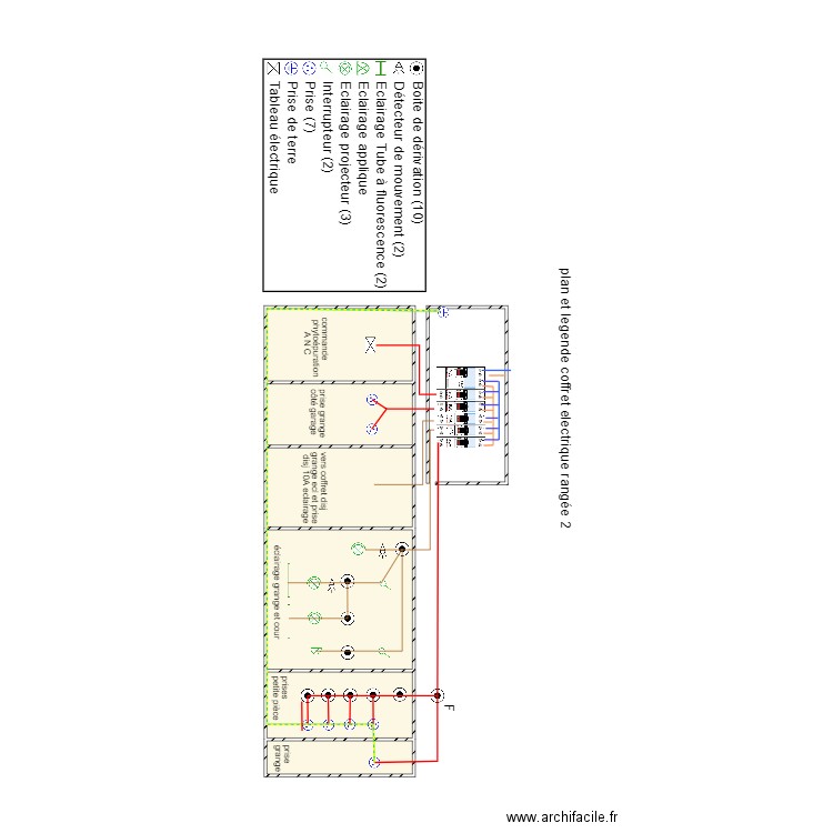 coffret principale 2éme rangée A2. Plan de 6 pièces et 19 m2