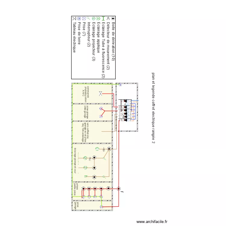 coffret principale 2&eacute;me rang&eacute;e A2. Plan de 