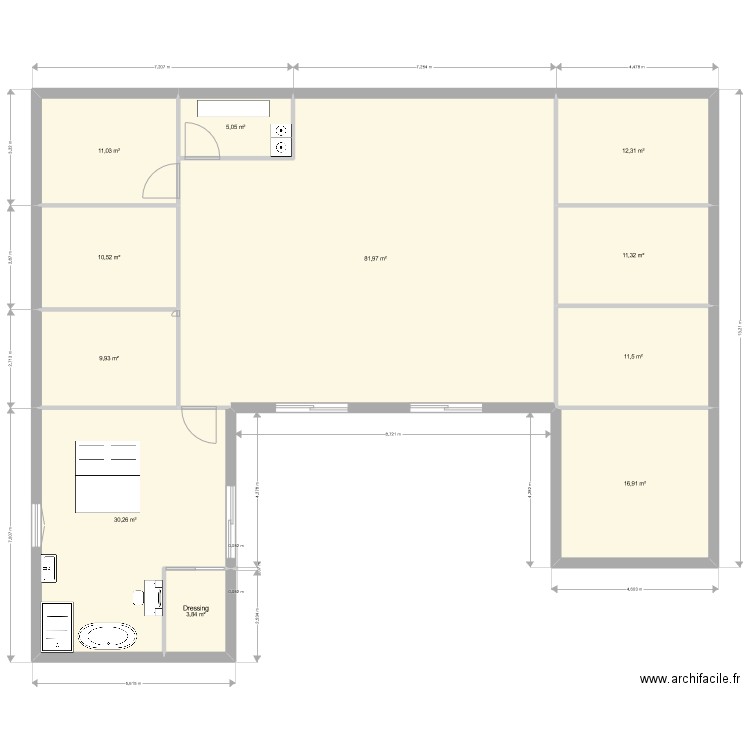 maison bois. Plan de 11 pièces et 205 m2