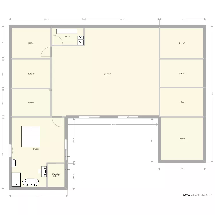 maison bois. Plan de 
