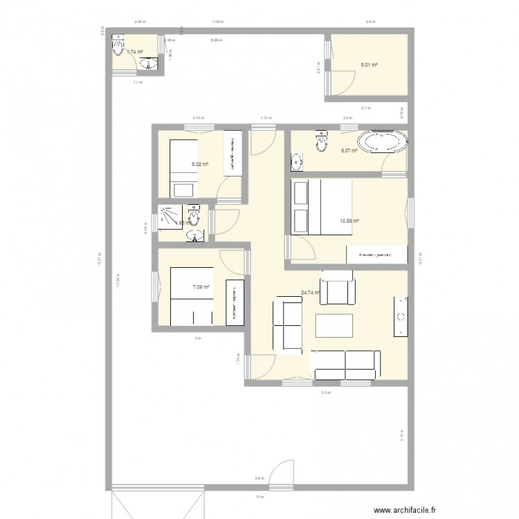 logement social f4. Plan de 0 pièce et 0 m2
