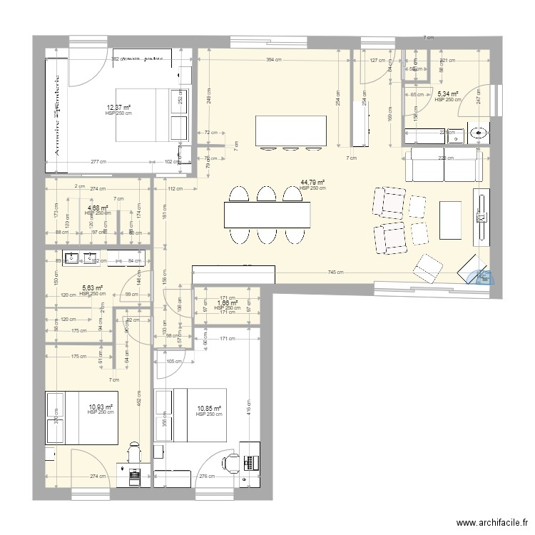 Mesquer chambres1 11. Plan de 8 pièces et 96 m2