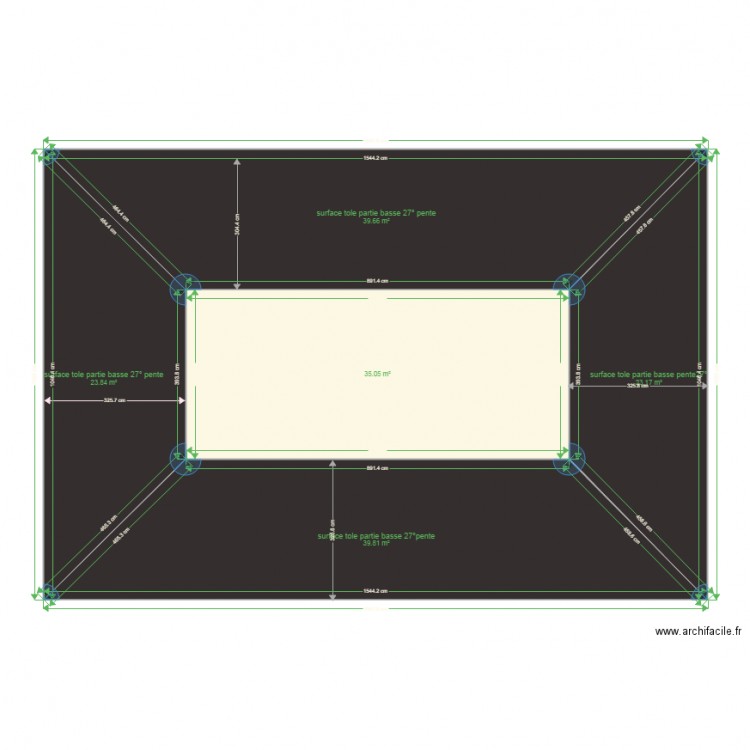 surface tole partie basse pente27 degré. Plan de 0 pièce et 0 m2