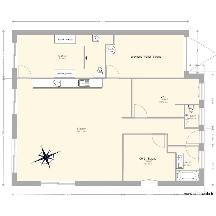 PLAN PLEIN PIED 2. Plan de 0 pièce et 0 m2