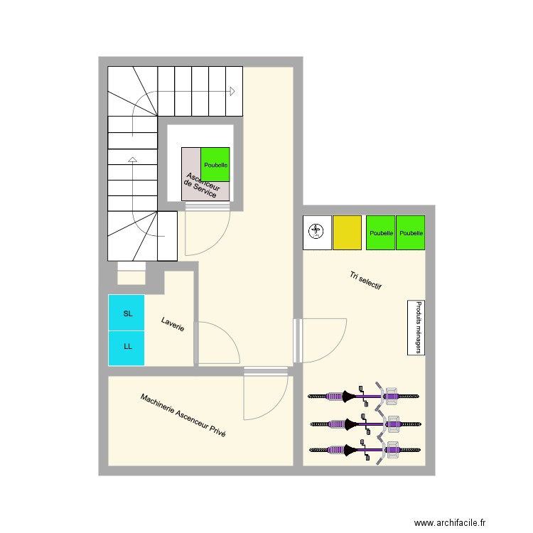 Locaux Laverie Poubelles Vélos Solution 3. Plan de 0 pièce et 0 m2