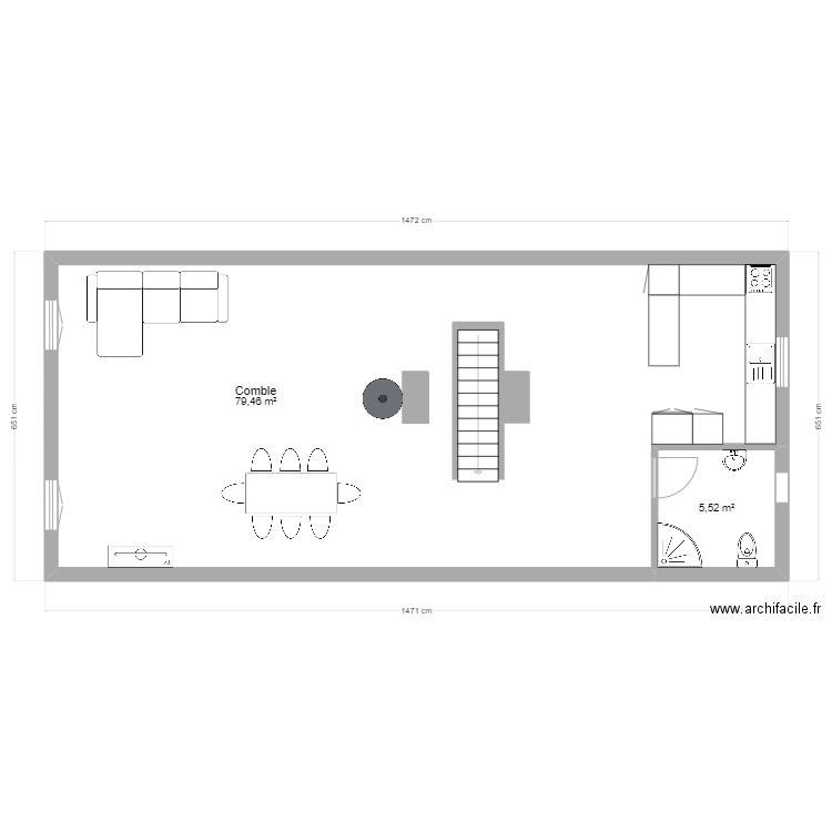 etage avenches v0. Plan de 2 pièces et 85 m2