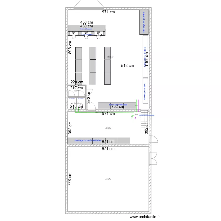 Am&eacute;nagement magasin. Plan de 