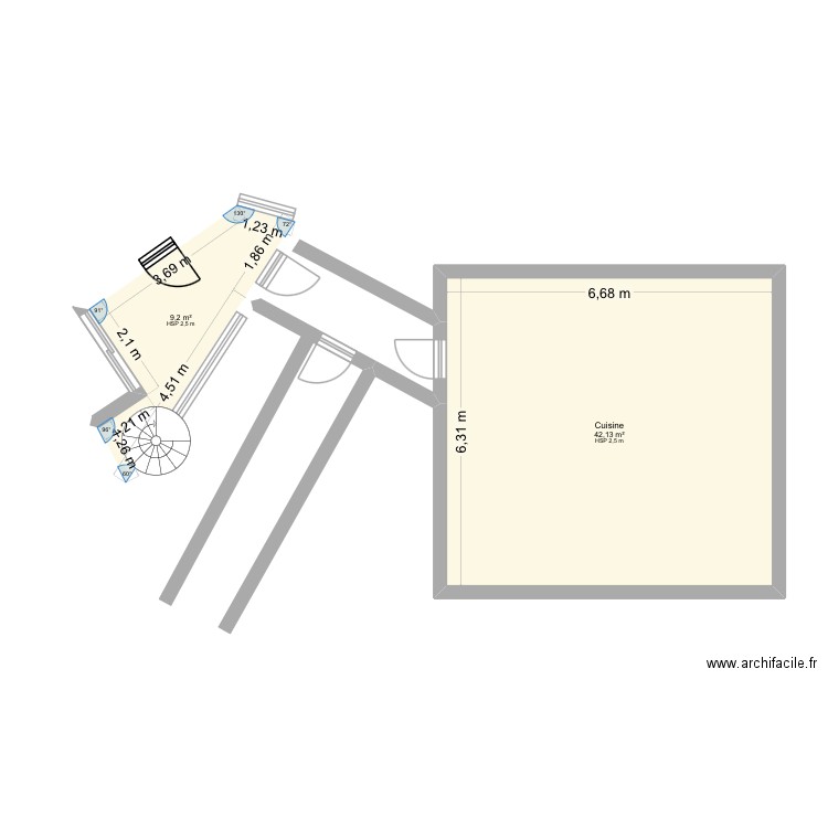 Dream house. Plan de 2 pièces et 51 m2