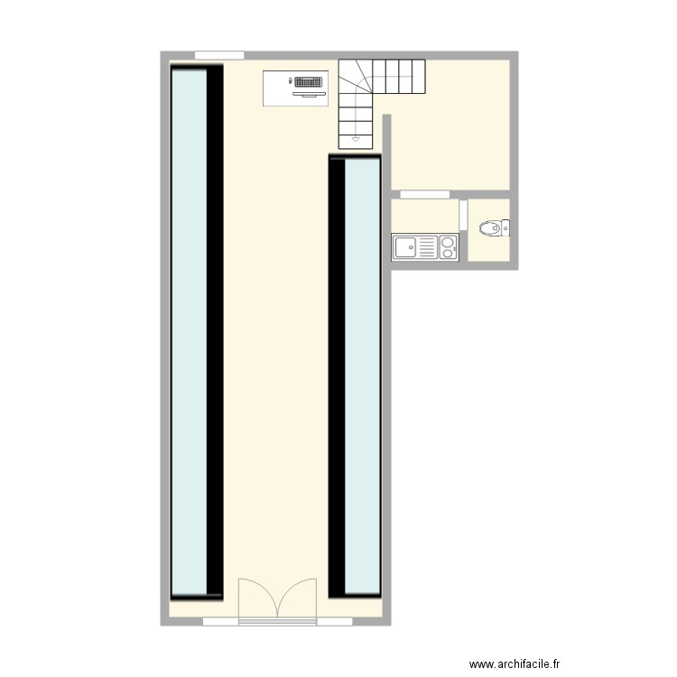 Magasin Derb Omar. Plan de 3 pièces et 46 m2