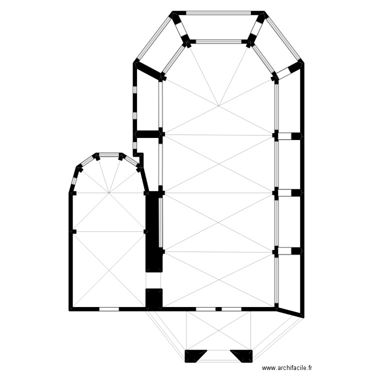 sainte chapelle de Bourbon. Plan de 9 pièces et 45 m2