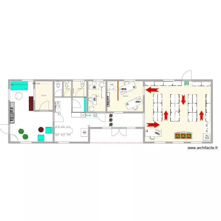 Maison Saint Etienne int&eacute;rieure V2. Plan de 