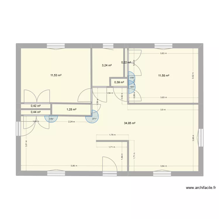 Plan 3. Plan de 9  et 64 m²