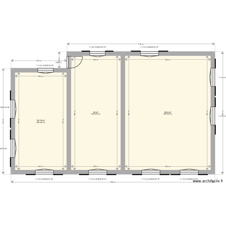 ML24002064. Plan de 6 pièces et 245 m2