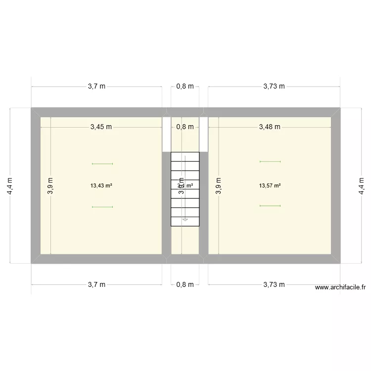Laur&eacute; -1. Plan de 3 Pièces et 30 m²
