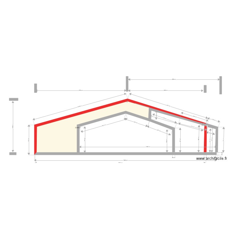 tonnara vue de cote. Plan de 1 pièce et 23 m2