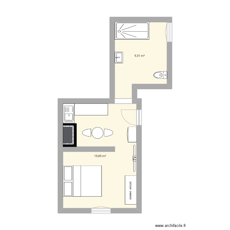 Studio RDC. Plan de 0 pièce et 0 m2