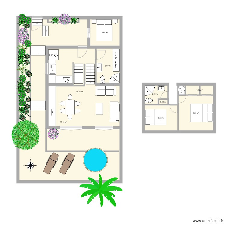 Canyelles. Plan de 11 pièces et 134 m2