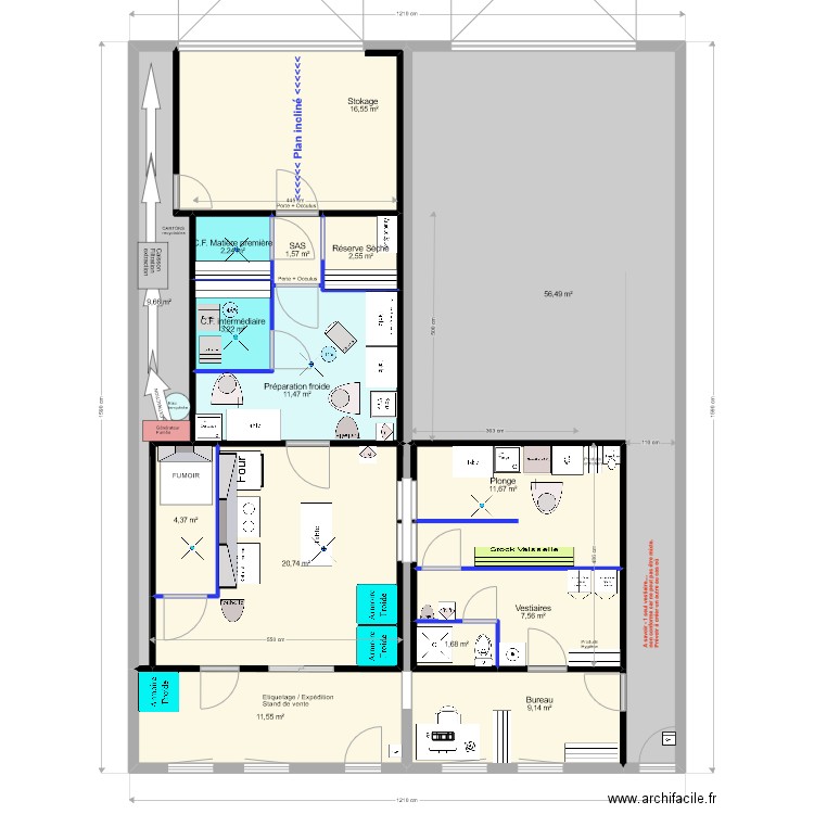 Bistrot Gourmet 005. Plan de 15 pièces et 170 m2