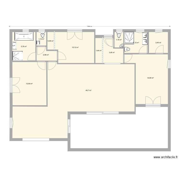 Maison idéale sans meuble version 110 2. Plan de 0 pièce et 0 m2
