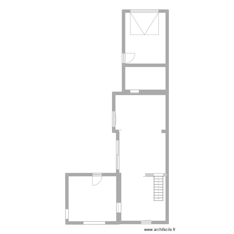 plan rez de chaussee. Plan de 3 pièces et 43 m2