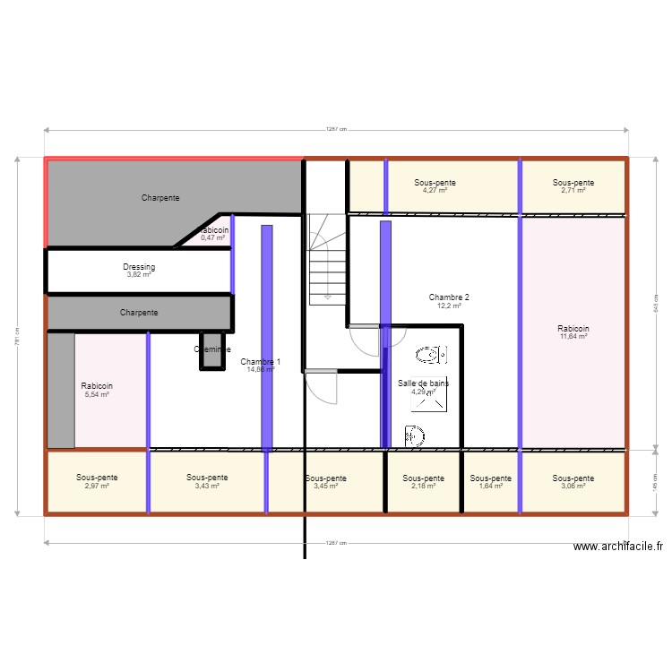 Etage_v_hs2. Plan de 19 pièces et 84 m2