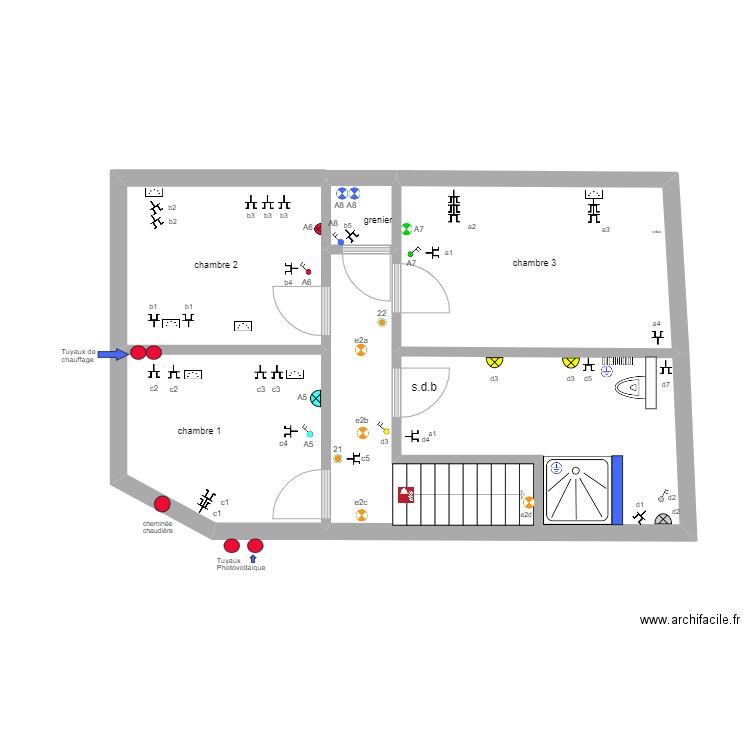 Oli étage sans fil  17-08-23 105A fin fin A4?. Plan de 5 pièces et 45 m2