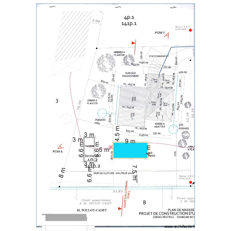 Plan de masse Abri jardin et piscine cotes. Plan de 0 pièce et 0 m2