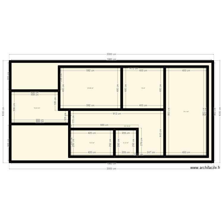 similation rapide. Plan de 8 pièces et 170 m2