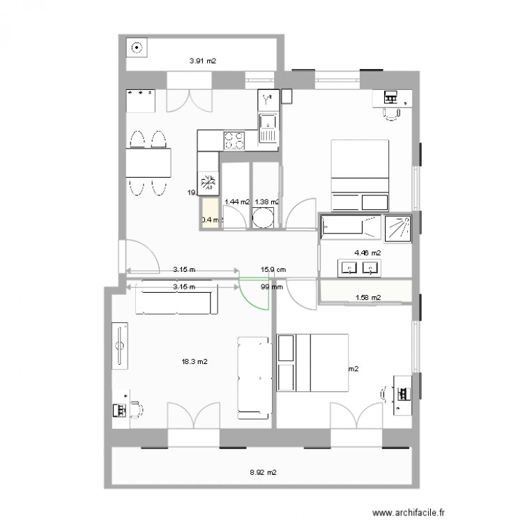 Noceto projet meublé. Plan de 0 pièce et 0 m2