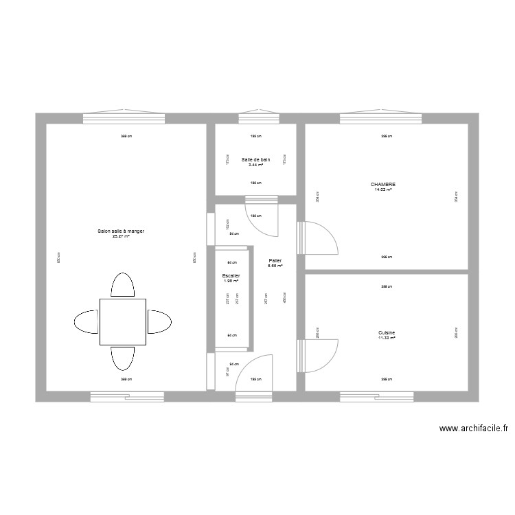 Etage avant transformation. Plan de 0 pièce et 0 m2