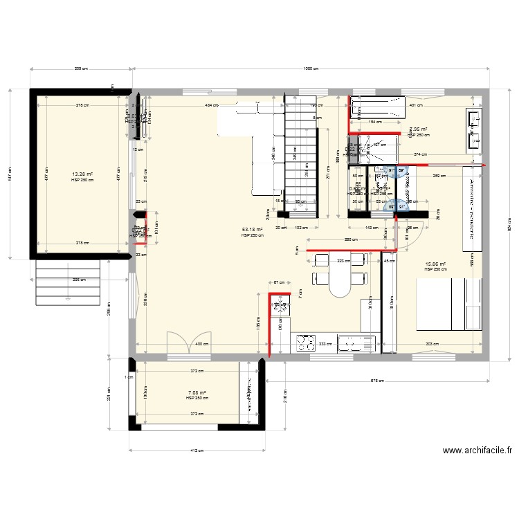 plan futur maison rdc actuel. Plan de 0 pièce et 0 m2