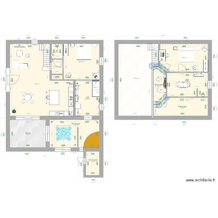 Gigi. Plan de 14 pièces et 237 m2