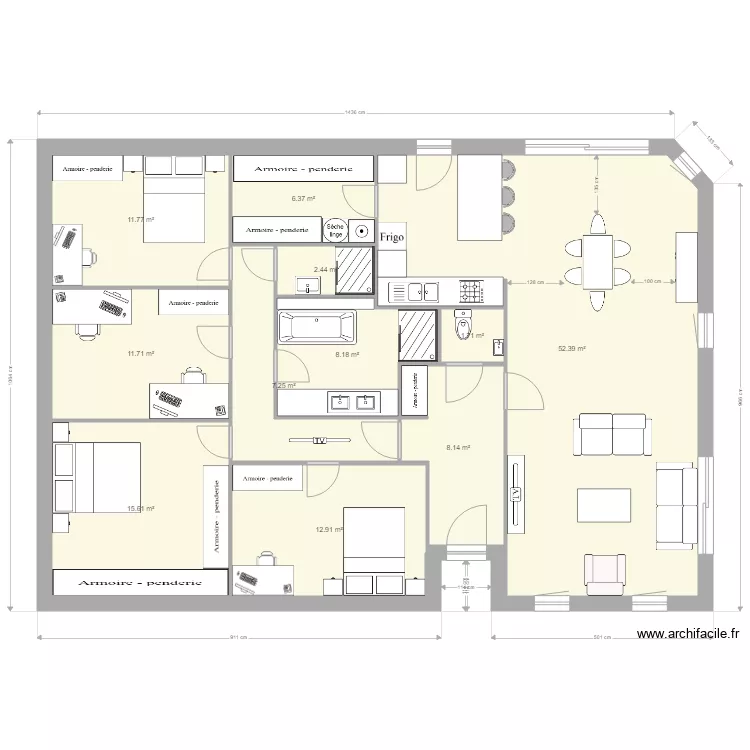 PP 140m2 4ch. Plan de 