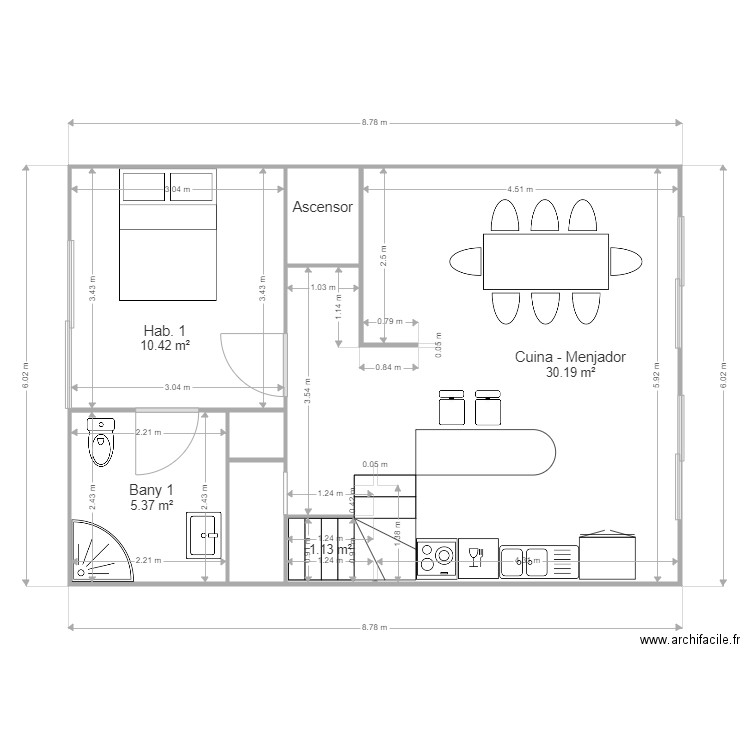 Planta 0 Modificada v2. Plan de 7 pièces et 50 m2