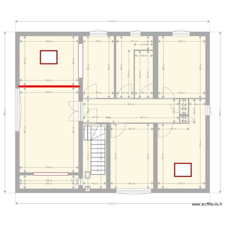plan version 2 maison Grenoble. Plan de 13 pièces et 86 m2