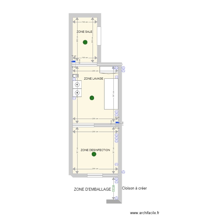 SALLE DES FINI. Plan de 3 pièces et 24 m2