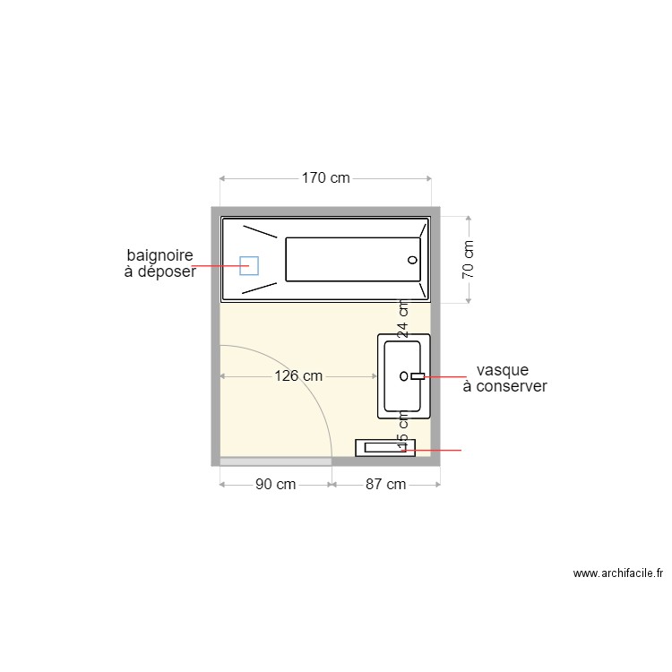 robin. Plan de 1 pièce et 3 m2